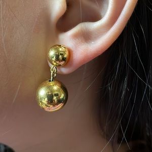 Double Balls Bead Dangle Drop Earrings